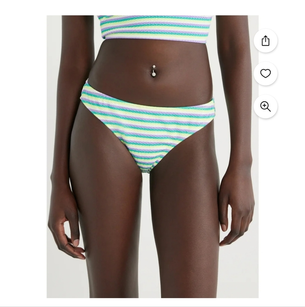 No Boundaries Juniors’ Popcorn Texture Striped Bikini Bottoms